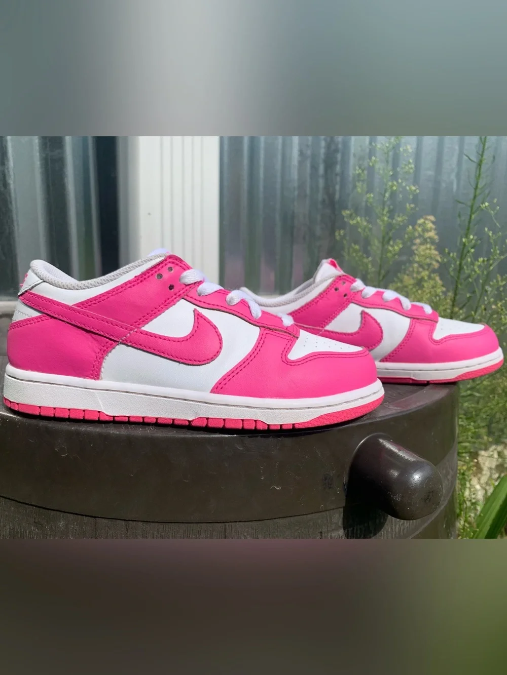 Kids Nike Pink and White Low-Top Dunk Sneakers Nike FB9108-102 Size 2Y